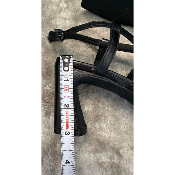 Seychelles Charter Black Leather Sandals Block Heel Square Toe Womens Size 8 - Picture 5 of 6